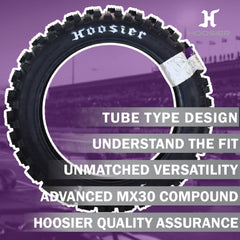 Hoosier Racing Tire 120/90-18 IMX30 C100 250, 450cc Dirt Bike Rear Tube Type Tire with Hoosier Keychain