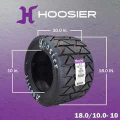 Hoosier Flat Track & TT ATV Tire Set with (2) 18.5x6.0-10 - 16130T10 Front & (2) 18.0X10.0-10 16115RD20 Rear - for Off-Road Racing with Hoosier Keychain (4-Pack)