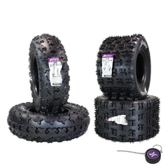 Hoosier ATV Tire Set with (2) 21.0X7.0-10 XC200 Front & (2) 20.0X11.0-9 XC200 Rear Tires for Off-Road Racing with Hoosier Keychain (4-Pack)