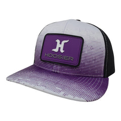 Hoosier Bumpstomp Purple & White Snapback Trucker Style Baseball Hat with Breathable Black Mesh Back & Adjustable Plastic Snapback Closure with Hoosier Keychain