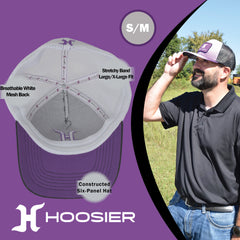 Hoosier Paddock Black Trucker Style Baseball Hat (S/M) with Breathable White Mesh Back with Hoosier Keychain