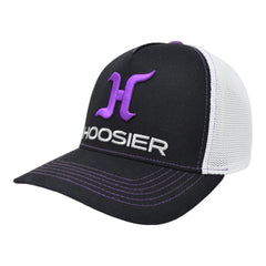 Hoosier Paddock Black Trucker Style Baseball Hat (S/M) with Breathable White Mesh Back with Hoosier Keychain