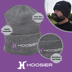 Hoosier Upshift Charcoal Gray Beanie Stocking Cap Hat w/ Hoosier Brand Logo with Hoosier Keychain