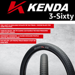 Kenda 3-Sixty Pro TR 120tpi Fold Black 26x2.5 Bicycle Tire & Keychain (Single)