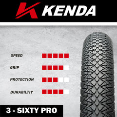 Kenda 3-Sixty Pro TR 120tpi Fold Black 26x2.5 Bicycle Tire & Keychain (Single)