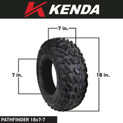 Kenda Pathfinder K530 18x7-7 Front Off-Road Tires for 4x4 ATVs, UTVs Vehicles and Go-Karts - Durable Traction for Rugged Adventures - 2 Ply All-Terrain Tire 18x7x7 (4 Pack)