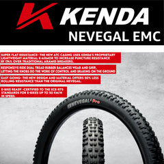 Kenda Nevegal 2 EMC K1211E 27.5x2.60 Mountain Bike Tire with Foldable ATC Casing, EN-DTC Compound, E-Bike Ready (ECE-R75), Low Rolling Resistance for Enduro/Trail with Keychain