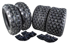 MASSFX 21x7-10 Front (2) & 20x10-9 Rear (2) Tires & TR-6 Tubes-ATV, UTV, & SxS