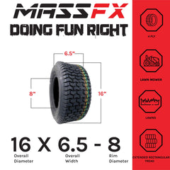 4 New MASSFX Lawn Mower Tires 16x6.5-8 & 22x9.5-12 4 PLY 4 Pack Lawn & Garden