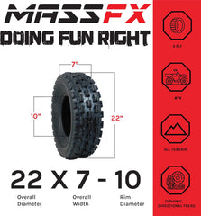 MASSFX 22" ATV Sport Quad Tire Combo 22x7-10 20x11-9 Set of 4 Front & Rear