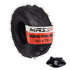 MASSFX 145/70-6 Tire for Go-Kart, Mini Bike, ATV, Lawn & Garden & TR-244A Tube