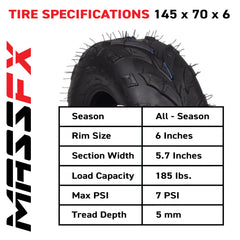 MASSFX 145/70-6 Tires for Go-Kart, Mini Bike, Lawn & Garden & TR-244A Tubes-2 Pk
