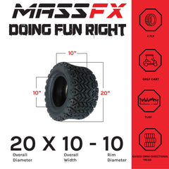 MASSFX SL 20x10-10 Front/Rear Golf Cart, Lawn & Garden Tire 4 PLY - (4) Tire