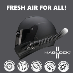 Maglock Magnetic Forced Air Helmet Connector with Safe Quick Connect and Detach for Professional & Hobby Racers
