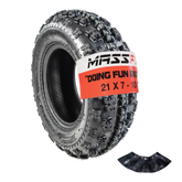 MASSFX 21x7-10 Front Tire & TR-6 Tube-ATV, UTV, & SxS-4-Ply w/ 15mm Tread Depth