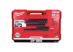 Milwaukee 49-66-7009 43PCSHOCKWAVE Impact Duty 3/8" Drive SAE & Metric Deep 6 Point Socket Set