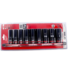 Milwaukee 49-66-7022 SHOCKWAVE 1/2" Drive SAE 6 Point Socket Set - 9PC