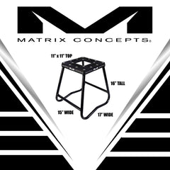 Matrix Concepts C1 Steel Stand /Mass Depot Sticker Pack - Black | Heavy-Duty Carbon Steel Motorcycle Lift | 300 lb Capacity Motocross Dirt Bike Stand | Non-Slip Rubber Top