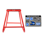 Matrix Concepts C1 Steel Stand /Mass Depot Sticker Pack - Red | Heavy-Duty Carbon Steel Motorcycle Lift | 300 lb Capacity Motocross Dirt Bike Stand | Non-Slip Rubber Top