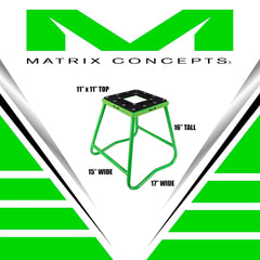 Matrix Concepts C1 Steel Stand - Green| Heavy-Duty Carbon Steel Motorcycle Lift | 300 lb Capacity Motocross Dirt Bike Stand | Non-Slip Rubber Top