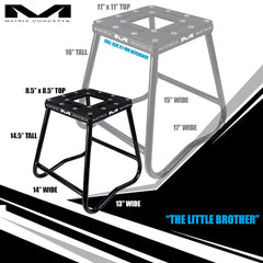 Matrix Concepts C1 Mini Steel Stand /Mass Depot Sticker Pack- Black | Heavy-Duty Carbon Steel Youth Motocross Lift | 150 lb Capacity | Non-Slip Rubber Top