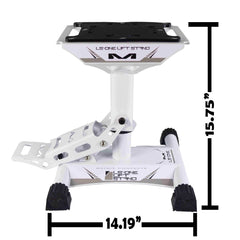 Matrix Concepts LS-ONE Lift Stand /Mass Depot Sticker Pack - White | Foot-Operated 500 lb Motorcycle Lift | Carbon Steel Motocross Dirt Bike Jack | Self-Locking Pedal & Wide Platform w/ Carry Handles