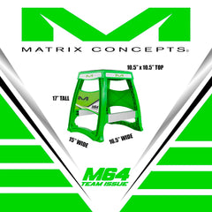 Matrix Concepts M64 Elite Stand /Mass Depot Sticker Pack - Green | Lightweight Polycarbonate Composite Motocross Lift | 10 lb Ultra-Light Design | Anti-Flex Support, Customizable Panels