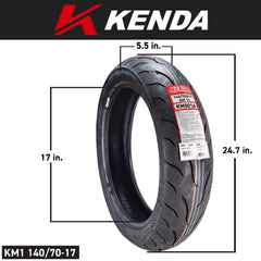 Kenda KM1 120/70ZR17 & 140/70ZR17 Motorcycle Sport Touring Tire Set w/ Keychain