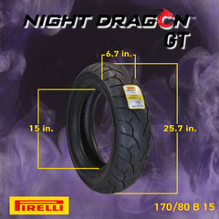 Pirelli Night Dragon 130/60B19 170/80B15 Front Rear Cruiser Motorcycle Tires Set