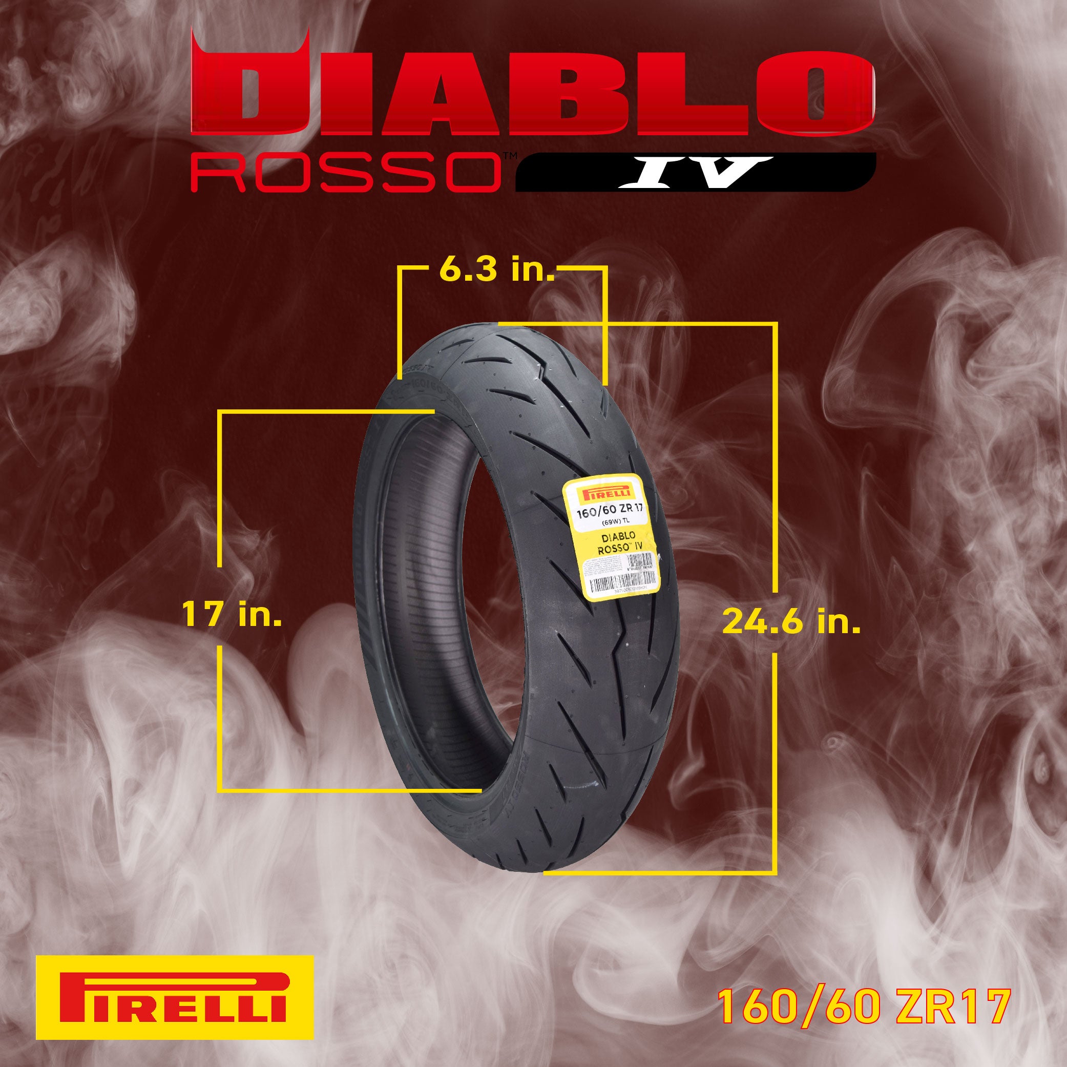 Pirelli Diablo Rosso IV Street Sport 120/70ZR17 160/60ZR17 Motorcycle Tire Set