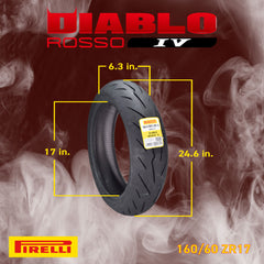 Pirelli Diablo Rosso IV Street Sport 160/60ZR17 Rear Motorcycle Tire 160/60-17 w/Keychain