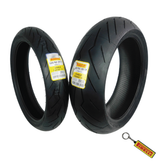 Pirelli Diablo Rosso III 120/60ZR17 Front & 190/50ZR17 Rear Motorcycle Tire Set - High Performance, Durable, & Reliable Tire for Sport/Street Bikes with Keychain