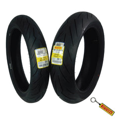 Pirelli Diablo Rosso III 120/70ZR17 Front & 160/60ZR17 Rear Motorcycle Tire Set - High Performance, Durable, & Reliable Tire for Sport/Street Bikes with Keychain