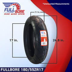 Full Bore M1 120/70ZR17 Front & 180/55ZR17 Rear Motorcycle Tires, High-Performance Radial, Superior Grip & Handling for Street & Track, 120/70-17, 180/55-17, USA Family Owned