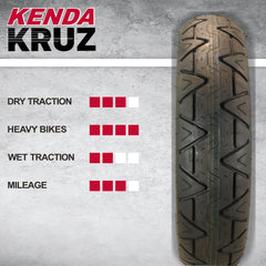 Kenda Kruz K673 Front (130/90-16 72H) & Rear (150/80H-16) Motorcycle Tire Pair - Cruiser Street Tires-High-Mileage Cruiser Tire with Excellent Wet Grip and Stability, Includes Kenda Keychain