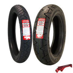 Kenda Kruz K673 100/90-19 (57H) Front & 150/80-16 Rear Motorcycle Tire Pair -Cruiser Street Tires-High-Mileage Cruiser Tire with Excellent Wet Grip and Stability, Includes Kenda Keychain