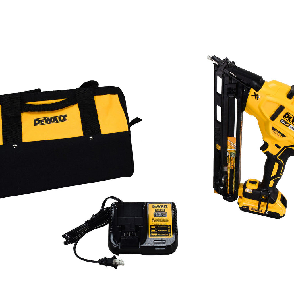 DEWALT DCN650D1 20V MAX XR 15 GA Cordless Angled Finish Nailer Kit