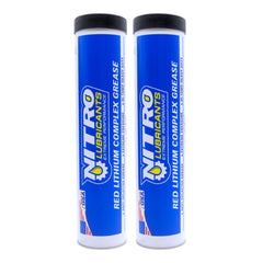 Nitro Lubricants Red Lithium Complex Grease – 14oz Tube for Automotive, Racing, Marine & Off-Road Use – Heavy-Duty, Extreme-Pressure, Multi-Purpose Grease, NLGI #2 (2-Pack)