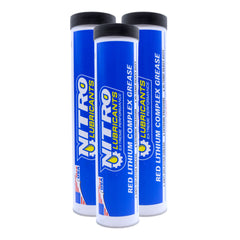 Nitro Lubricants Red Lithium Complex Grease – 14oz Tube for Automotive, Racing, Marine & Off-Road Use – Heavy-Duty, Extreme-Pressure, Multi-Purpose Grease, NLGI #2 (3-Pack)