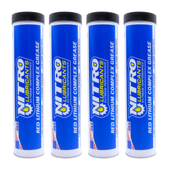Nitro Lubricants Red Lithium Complex Grease – 14oz Tube for Automotive, Racing, Marine & Off-Road Use – Heavy-Duty, Extreme-Pressure, Multi-Purpose Grease, NLGI #2 (4-Pack)