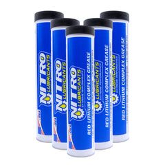 Nitro Lubricants Red Lithium Complex Grease – 14oz Tube for Automotive, Racing, Marine & Off-Road Use – Heavy-Duty, Extreme-Pressure, Multi-Purpose Grease, NLGI #2 (5-Pack)