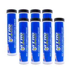 Nitro Lubricants Red Lithium Complex Grease – 14oz Tube for Automotive, Racing, Marine & Off-Road Use – Heavy-Duty, Extreme-Pressure, Multi-Purpose Grease, NLGI #2 (8-Pack)