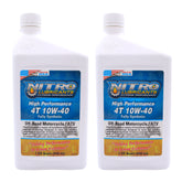 Nitro Lubricants 10W-40 4 Stroke Engine Oil – Semi-Synthetic, High Performance Formula for Motorcycles, ATVs & UTVs – Racing & Off-Road – Advanced Additive Technology – 1 Qt – Made in USA (2-Pack)