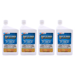 Nitro Lubricants 10W-40 4 Stroke Engine Oil – Semi-Synthetic, High Performance Formula for Motorcycles, ATVs & UTVs – Racing & Off-Road – Advanced Additive Technology – 1 Quart – Made in USA (4-Pack)
