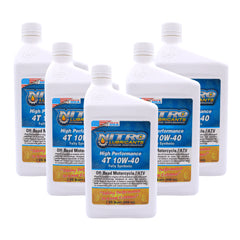 Nitro Lubricants 10W-40 4 Stroke Engine Oil – Semi-Synthetic, High Performance Formula for Motorcycles, ATVs & UTVs – Racing & Off-Road – Advanced Additive Technology – 1 Quart – Made in USA (5-Pack)