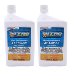 Nitro Lubricants 10W-50 4 Stroke Engine Oil – Semi-Synthetic, High Performance Formula for Motorcycles, ATVs & UTVs – Racing & Off-Road – Advanced Additive Technology – 1 Quart – Made in USA (2-Pack)