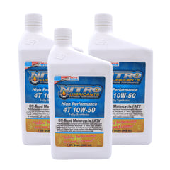 Nitro Lubricants 10W-50 4 Stroke Engine Oil – Semi-Synthetic, High Performance Formula for Motorcycles, ATVs & UTVs – Racing & Off-Road – Advanced Additive Technology – 1 Quart – Made in USA (3-Pack)