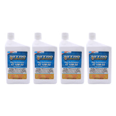 Nitro Lubricants 10W-50 4 Stroke Engine Oil – Semi-Synthetic, High Performance Formula for Motorcycles, ATVs & UTVs – Racing & Off-Road – Advanced Additive Technology – 1 Quart – Made in USA (4-Pack)