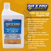 Nitro Lubricants 10W-50 4 Stroke Engine Oil – Semi-Synthetic, High Performance Formula for Motorcycles, ATVs & UTVs – Racing & Off-Road – Advanced Additive Technology – 1 Quart – Made in USA (8-Pack)