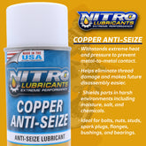 Nitro Lubricants Copper Anti-Seize – 14oz High Temp Anti-Seize Spray for Nuts, Bolts, Studs, Bearings & Slides; Prevents Seizing, Galling & Corrosion in Industrial & Automotive - Made in USA (4-Pack)